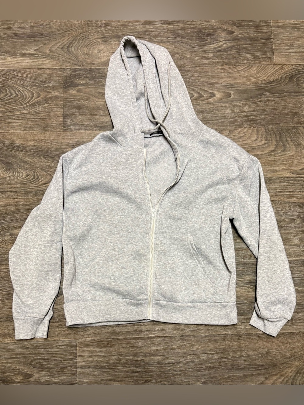 SHEIN Kids XL Light Gray Zip Hoodie Puffer Jacket
